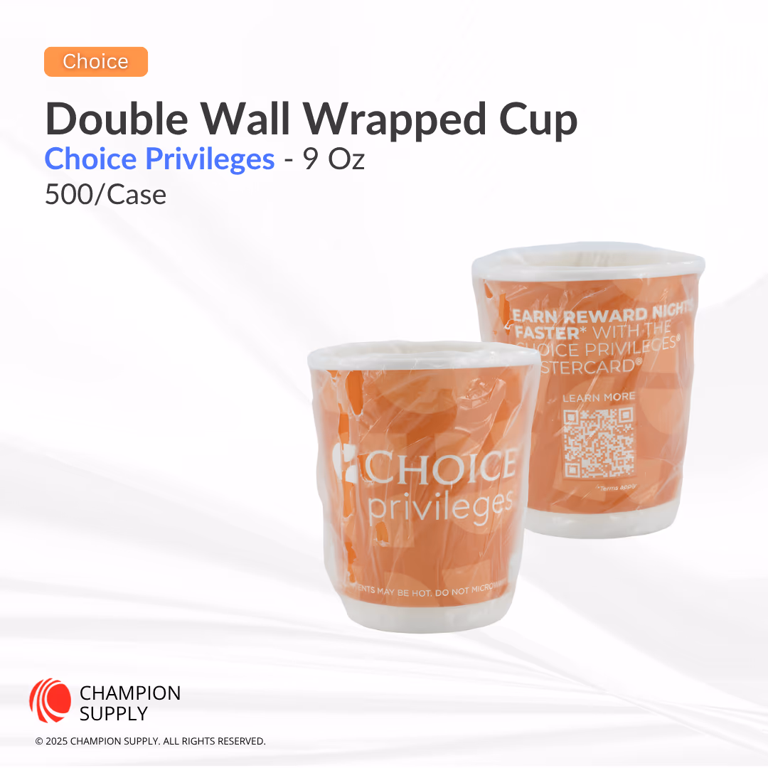 Choice Privileges® 9 Oz Double Wall Cup Wrapped, Case of 500